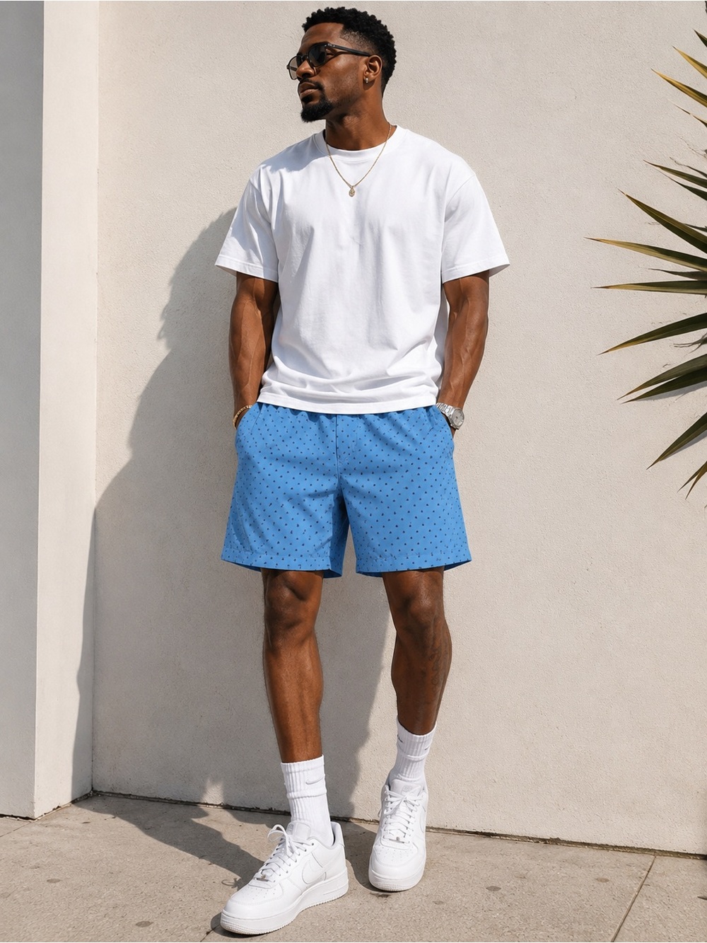 Adidas Light Blue Ultimate 365 Stretch Golf All Over Logo Print Golf Shorts 42”